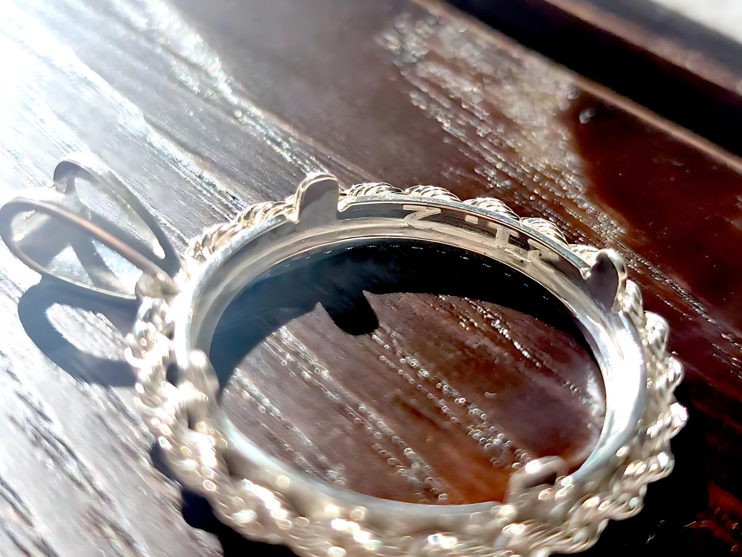 925 Sterling Silver Prong Back Illusion Rope Bezel for 22mm Nickel 5 Cent Coins