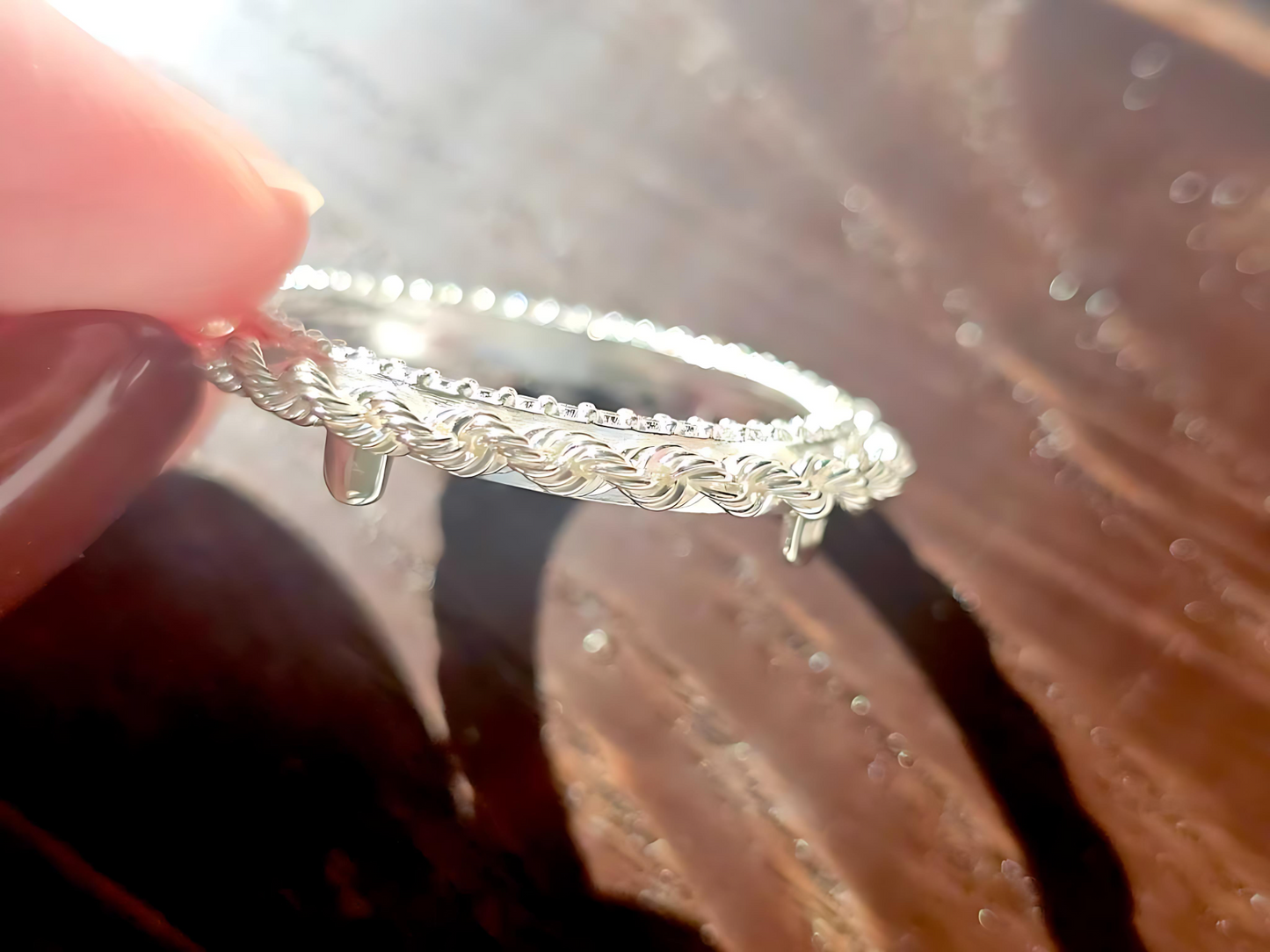 925 Sterling Silver Prong Back Illusion Rope Bezel for 22mm Nickel 5 Cent Coins