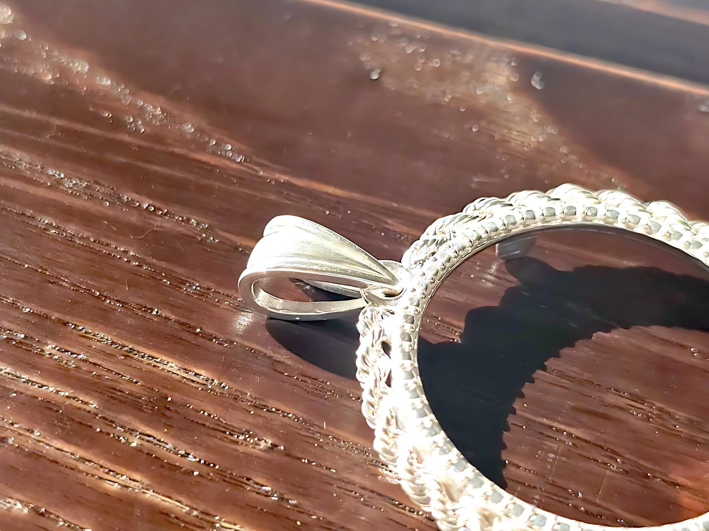925 Sterling Silver Prong Back Illusion Rope Bezel for 24mm Quarter 25 Cent Coins