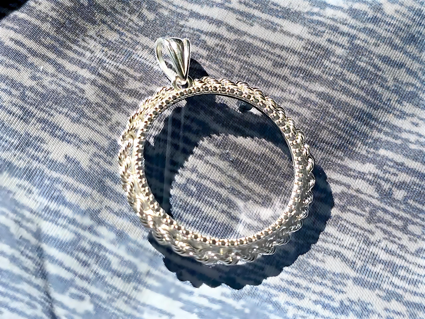 925 Sterling Silver Prong Back Illusion Rope Bezel for 26mm Susan B Anthony Dollar Coin