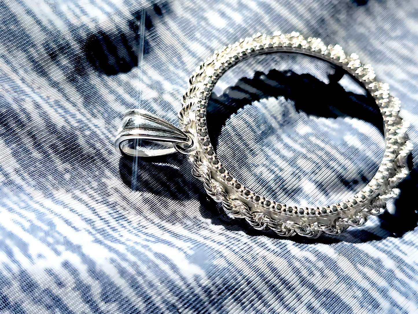 925 Sterling Silver Prong Back Illusion Rope Bezel for 26mm Susan B Anthony Dollar Coin