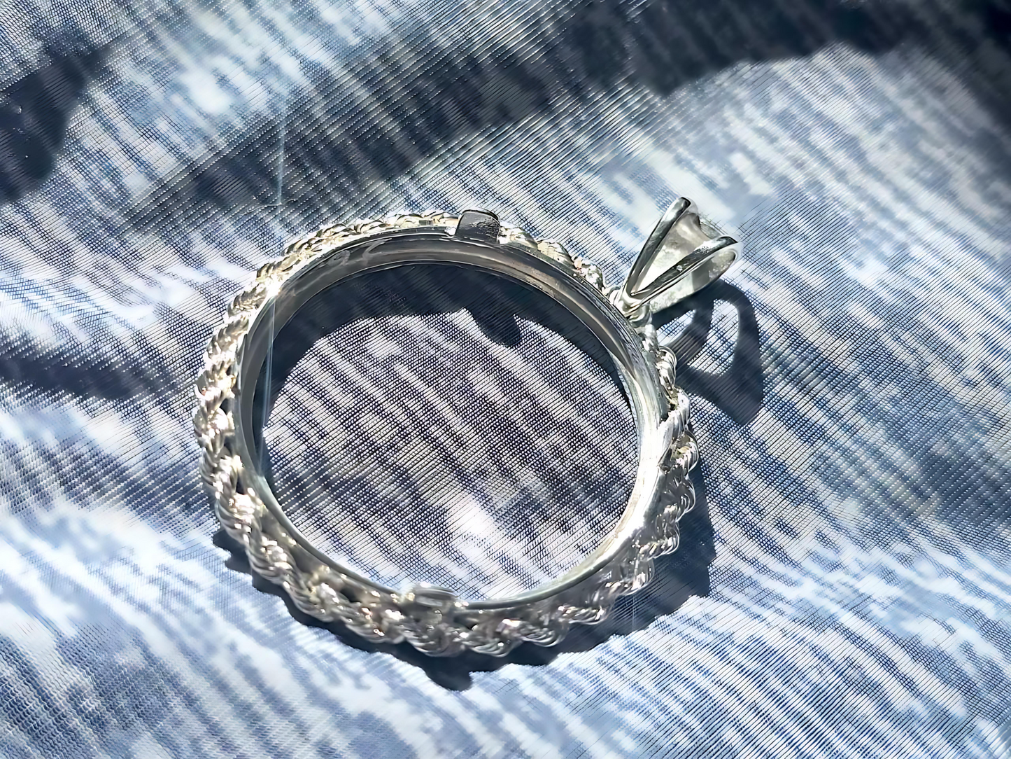 925 Sterling Silver Prong Back Illusion Rope Bezel for 26mm Susan B Anthony Dollar Coin