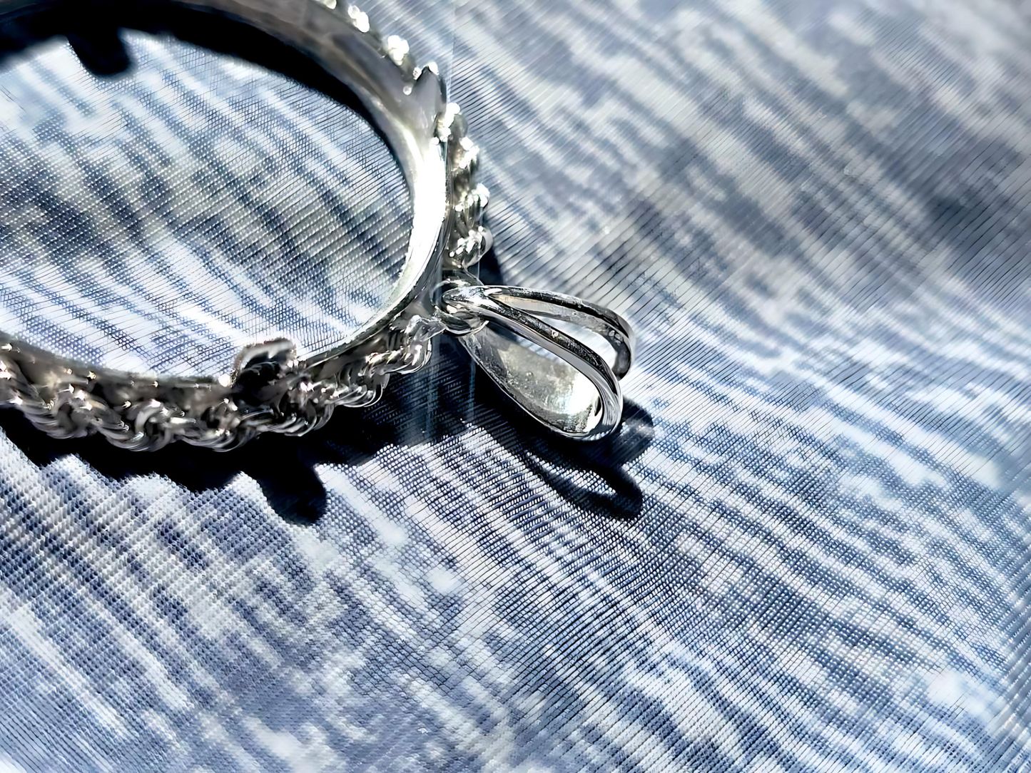 925 Sterling Silver Prong Back Illusion Rope Bezel for 26mm Susan B Anthony Dollar Coin