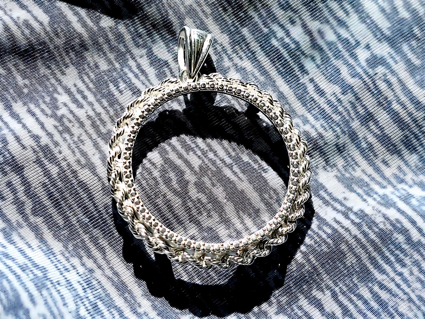 925 Sterling Silver Prong Back Illusion Rope Bezel for 26mm Susan B Anthony Dollar Coin