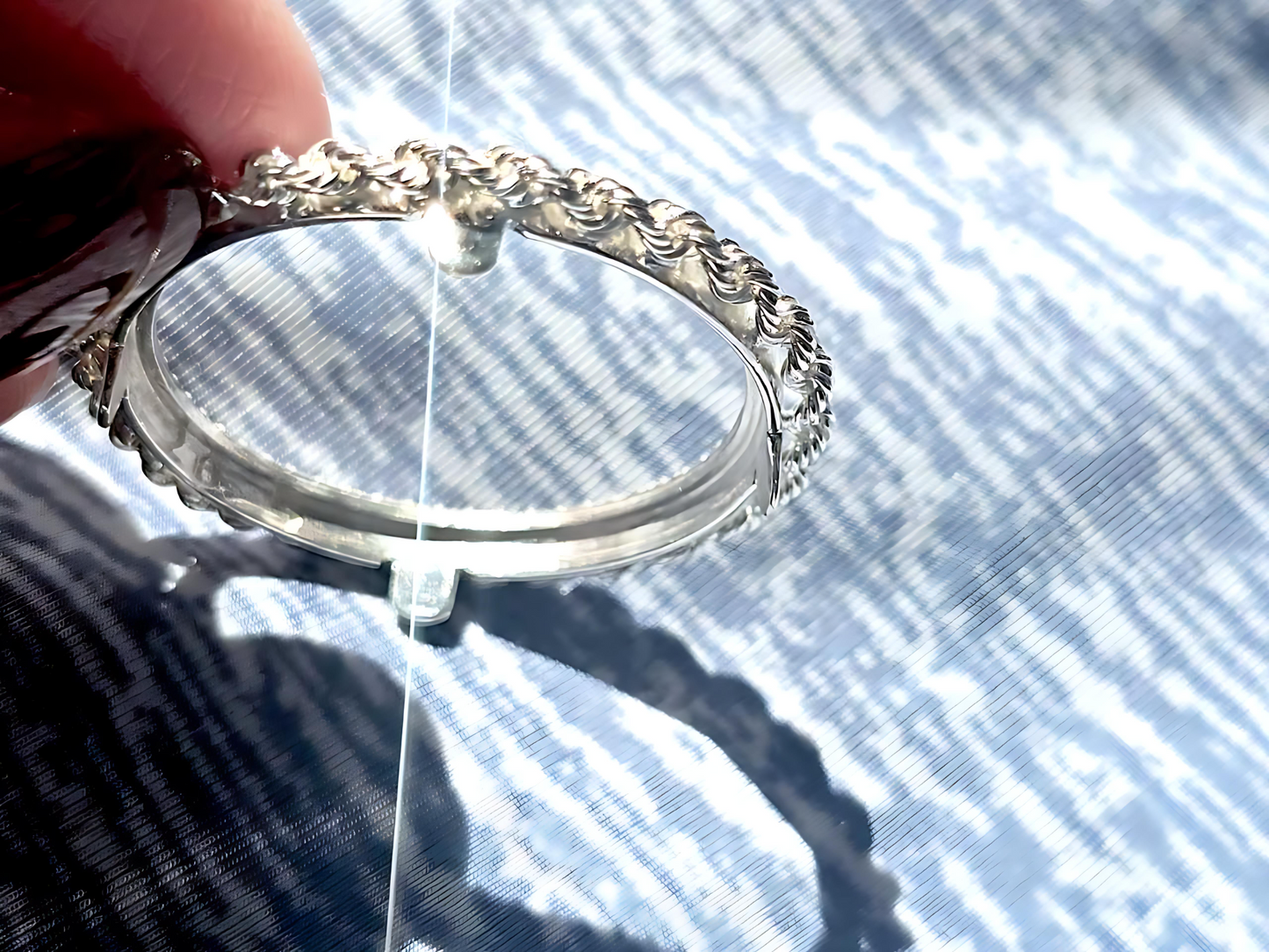 925 Sterling Silver Prong Back Illusion Rope Bezel for 26mm Susan B Anthony Dollar Coin