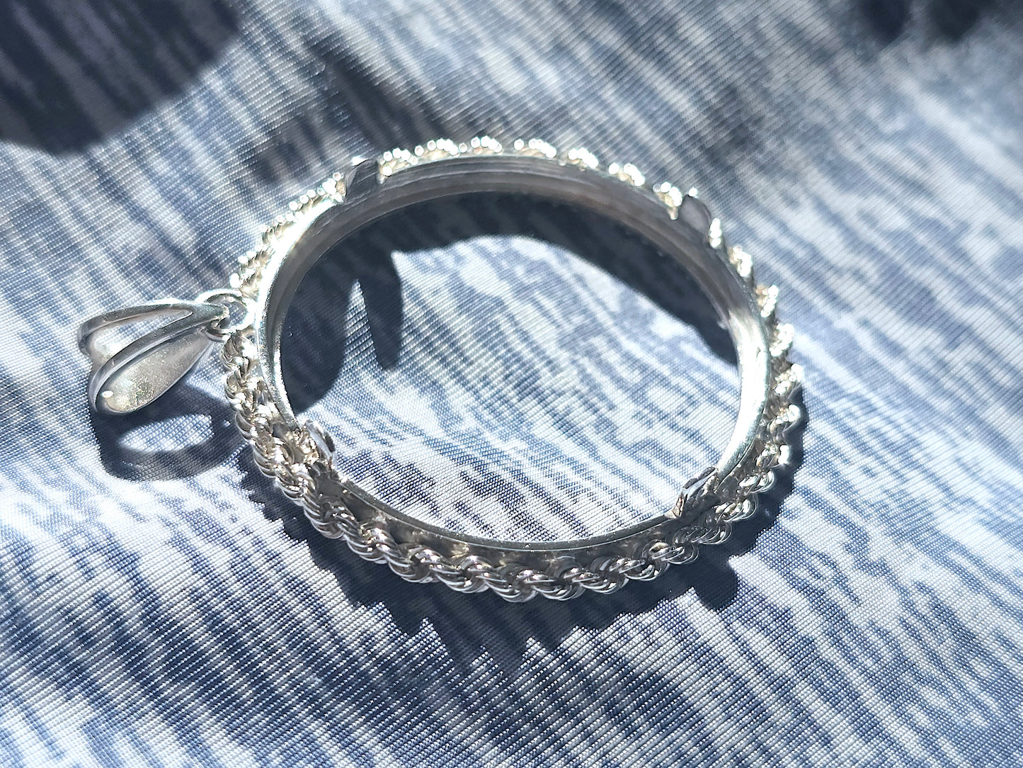 925 Sterling Silver Prong Back Illusion Rope Bezel for 30mm Half Dollar 50 Cents Coins