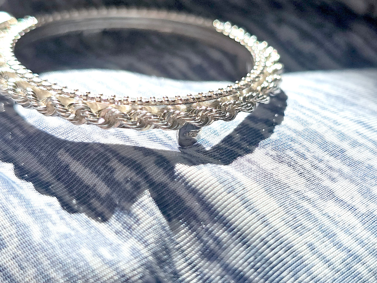 925 Sterling Silver Prong Back Illusion Rope Bezel for 30mm Half Dollar 50 Cents Coins