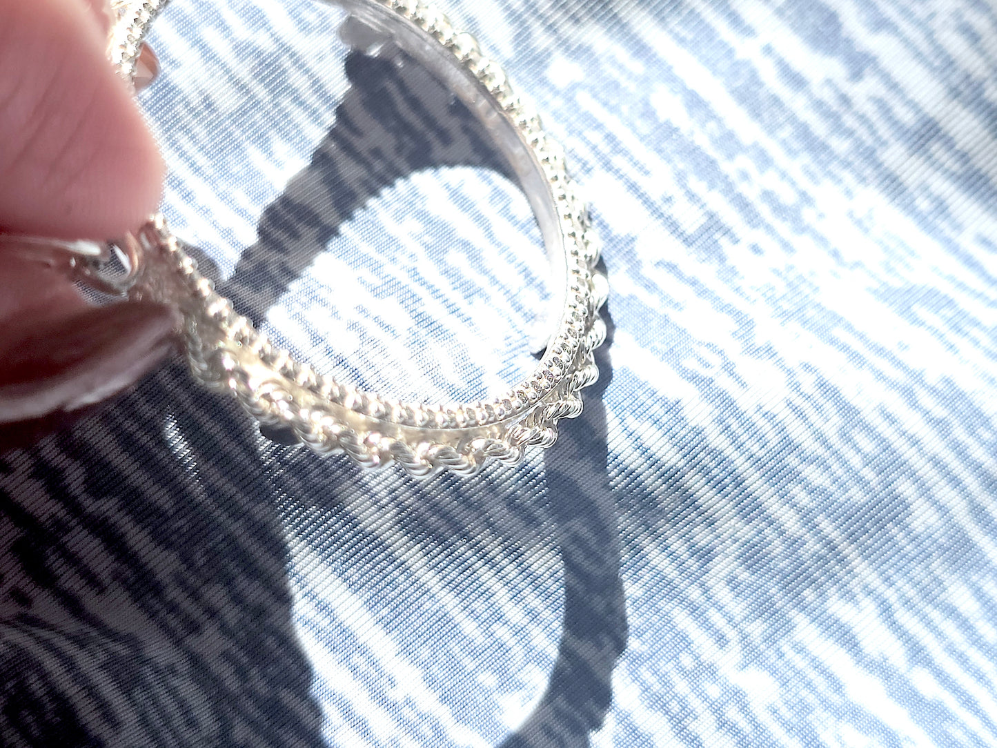 925 Sterling Silver Prong Back Illusion Rope Bezel for 30mm Half Dollar 50 Cents Coins