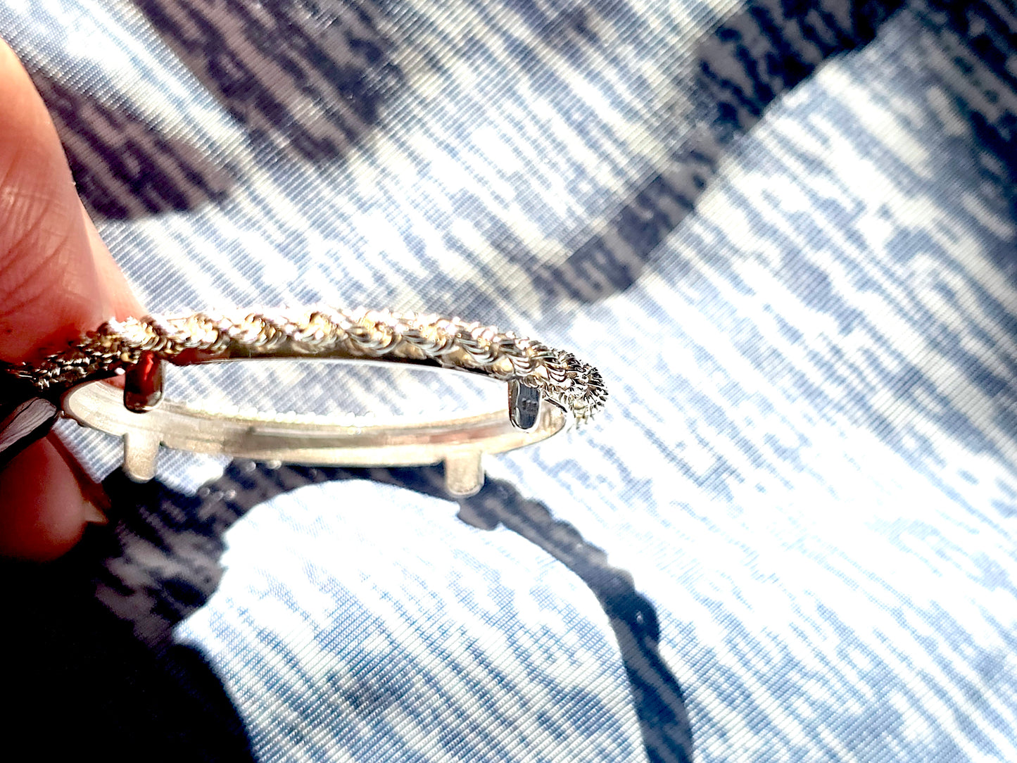 925 Sterling Silver Prong Back Illusion Rope Bezel for 30mm Half Dollar 50 Cents Coins