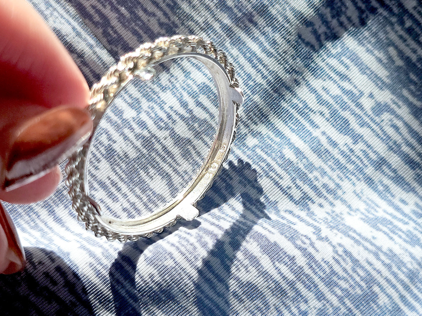 925 Sterling Silver Prong Back Illusion Rope Bezel for 30mm Half Dollar 50 Cents Coins