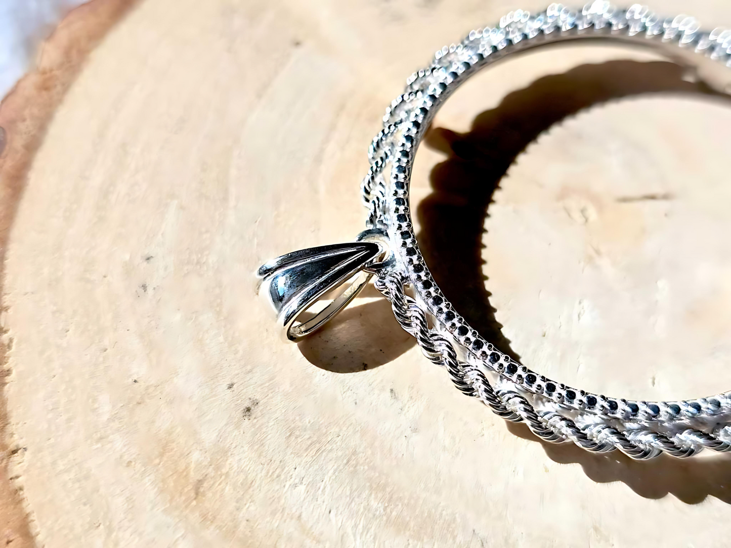 925 Sterling Silver Prong Back Illusion Rope Bezel for 34mm Mexican 1 Peso Coins