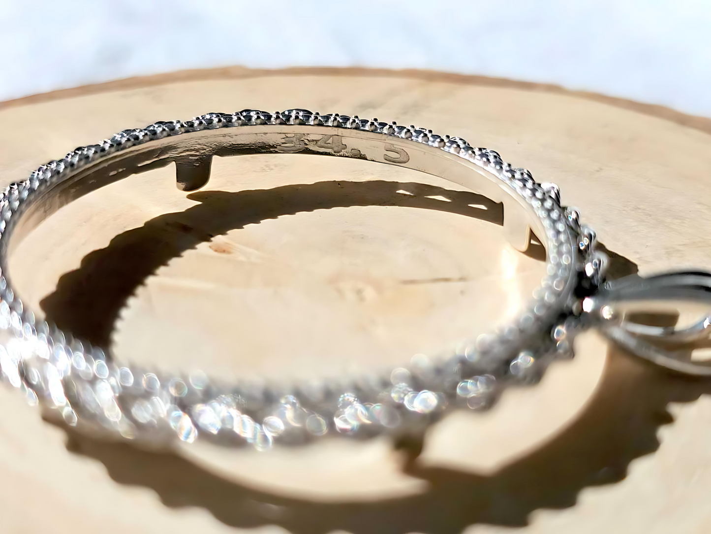 925 Sterling Silver Prong Back Illusion Rope Bezel for 34mm Mexican 1 Peso Coins