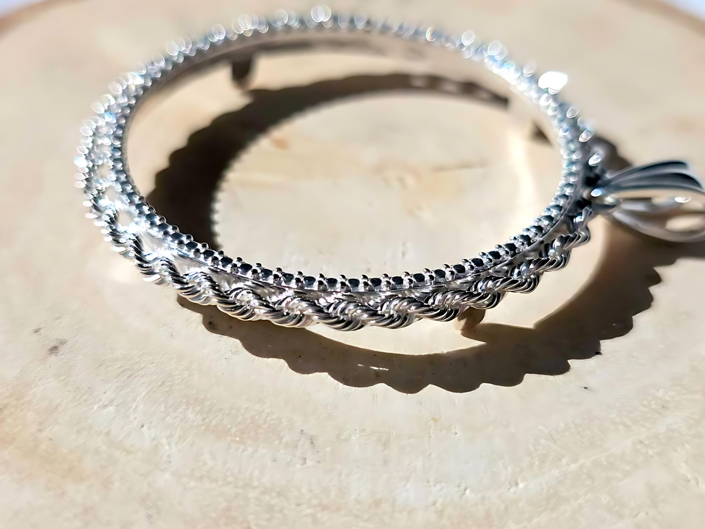 925 Sterling Silver Prong Back Illusion Rope Bezel for 34mm Mexican 1 Peso Coins