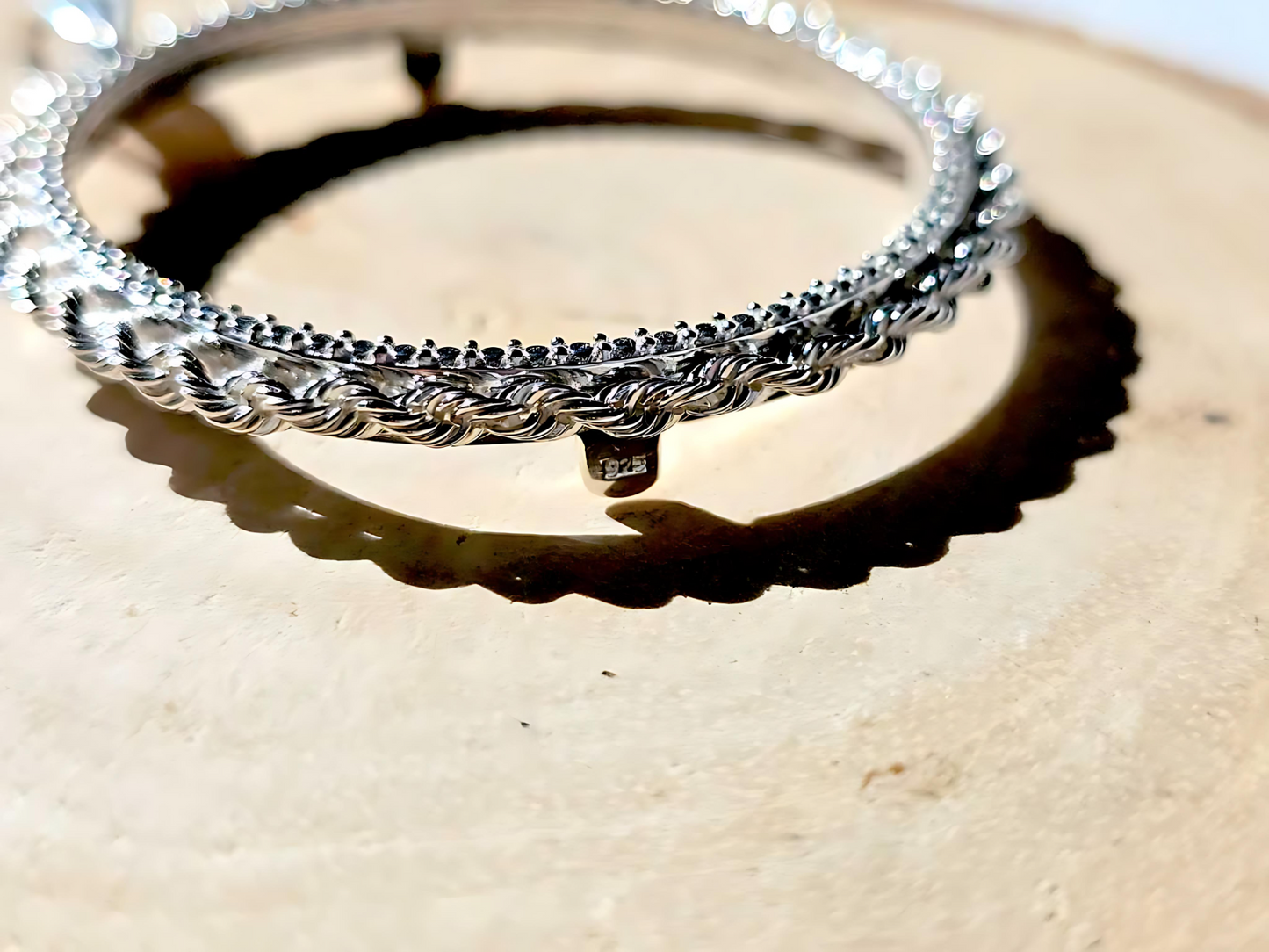 925 Sterling Silver Prong Back Illusion Rope Bezel for 34mm Mexican 1 Peso Coins