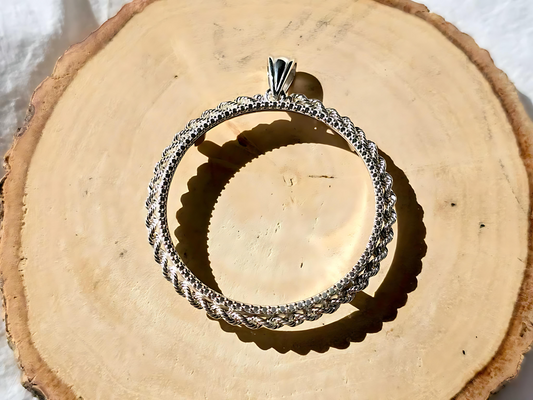 925 Sterling Silver Prong Back Illusion Rope Bezel for 36mm Coins
