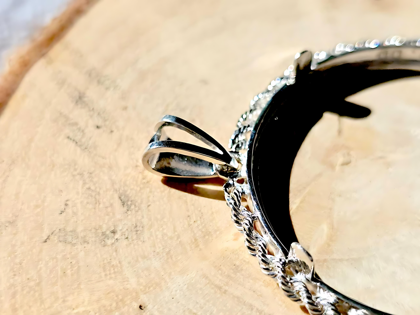 925 Sterling Silver Prong Back Illusion Rope Bezel for 36mm Coins