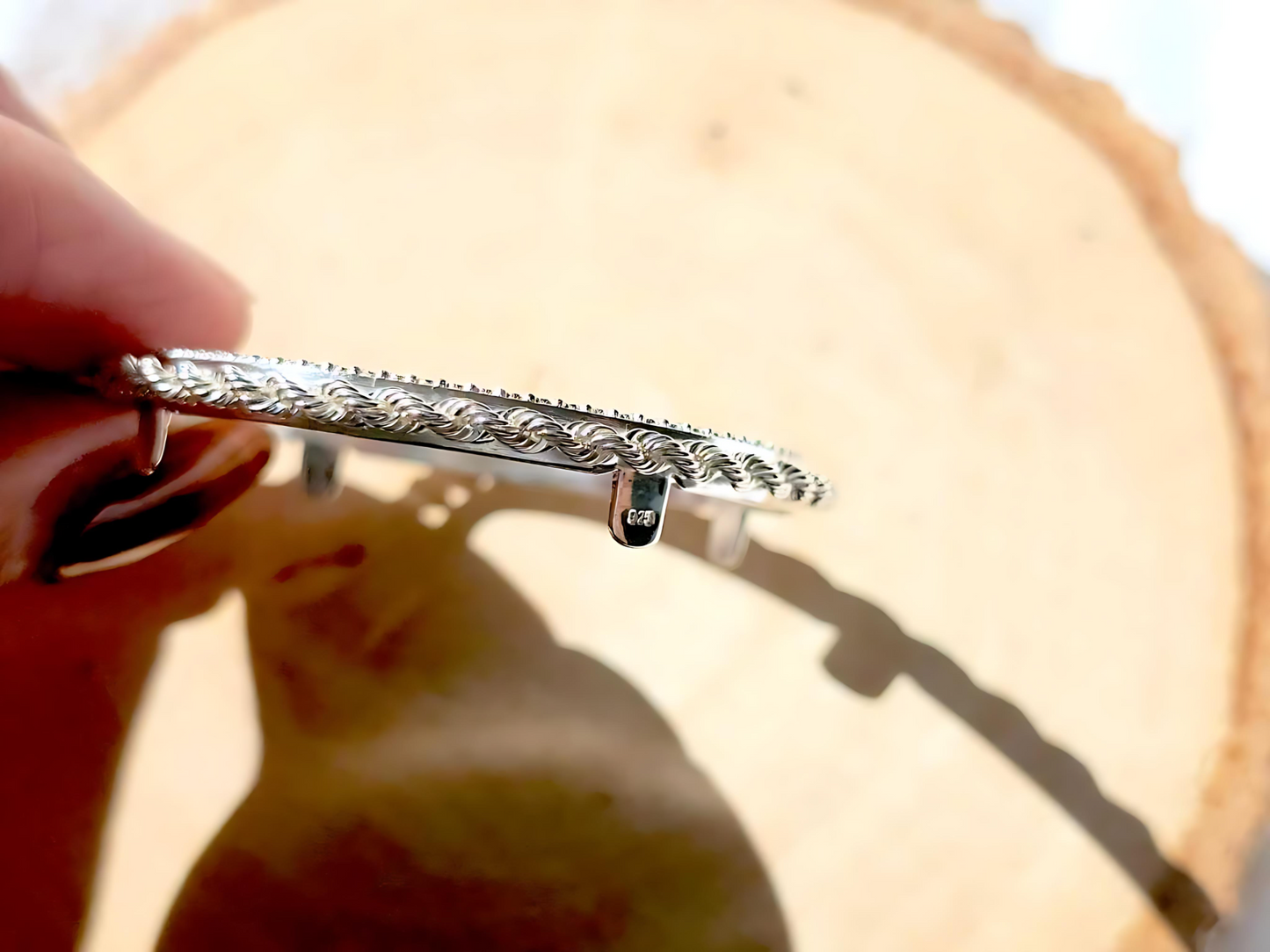 925 Sterling Silver Prong Back Illusion Rope Bezel for 36mm Coins