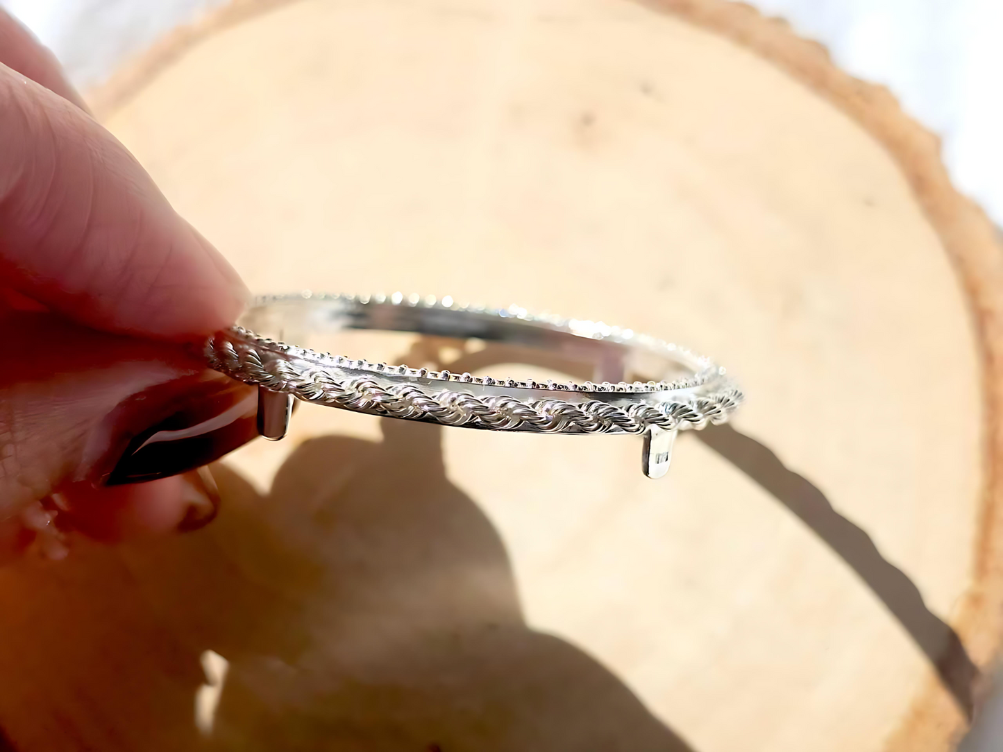 925 Sterling Silver Prong Back Illusion Rope Bezel for 36mm Coins