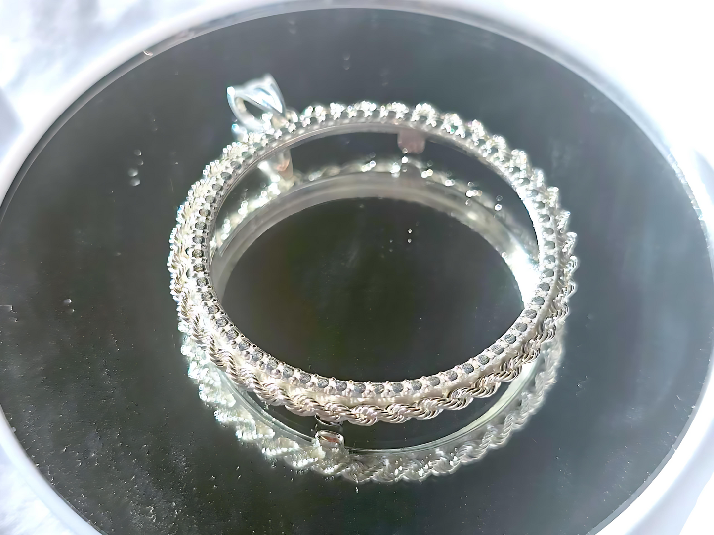 925 Sterling Silver Prong Back Illusion Rope Bezel for 38mm 1 Dollar Coins