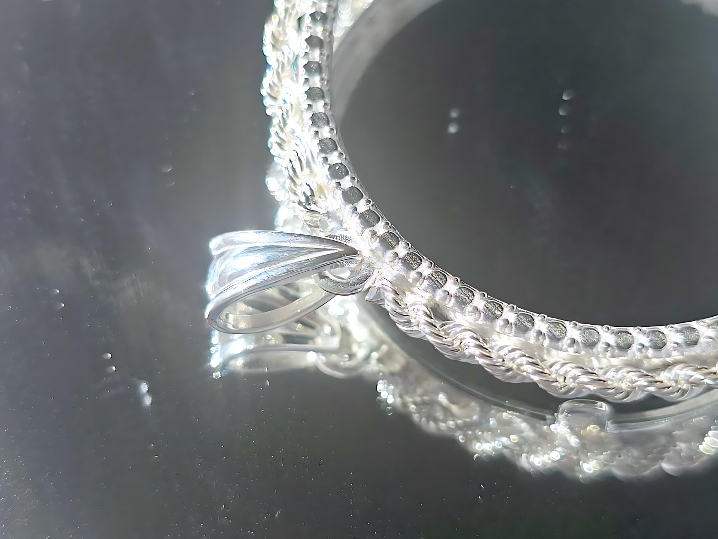 925 Sterling Silver Prong Back Illusion Rope Bezel for 38mm 1 Dollar Coins