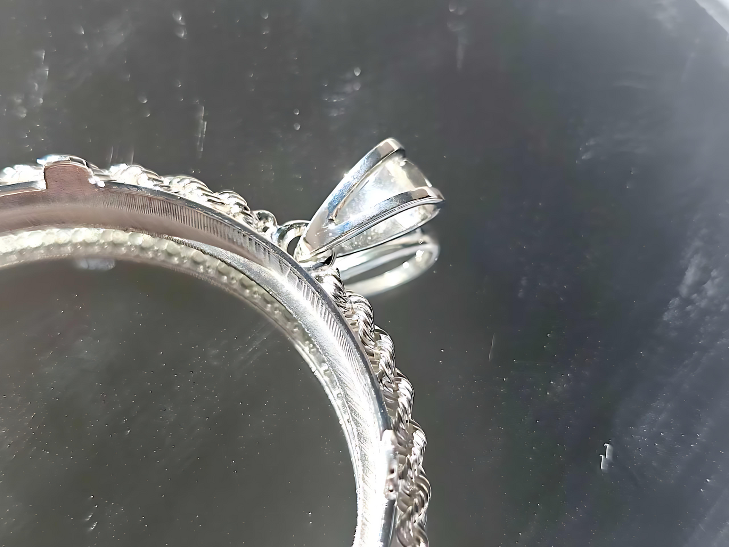 925 Sterling Silver Prong Back Illusion Rope Bezel for 38mm 1 Dollar Coins