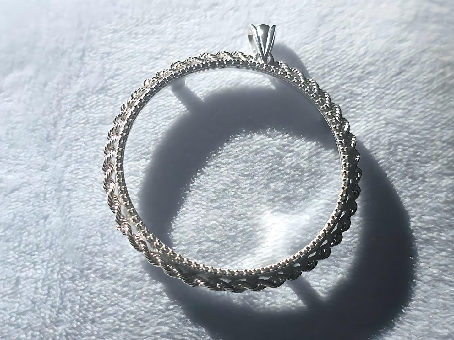 925 Sterling Silver Prong Back Illusion Rope Bezel for 39mm Coins Mexican Cien Pesos