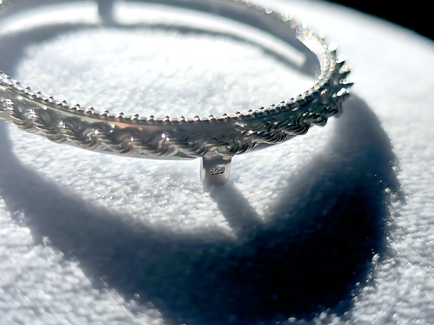 925 Sterling Silver Prong Back Illusion Rope Bezel for 39mm Coins Mexican Cien Pesos