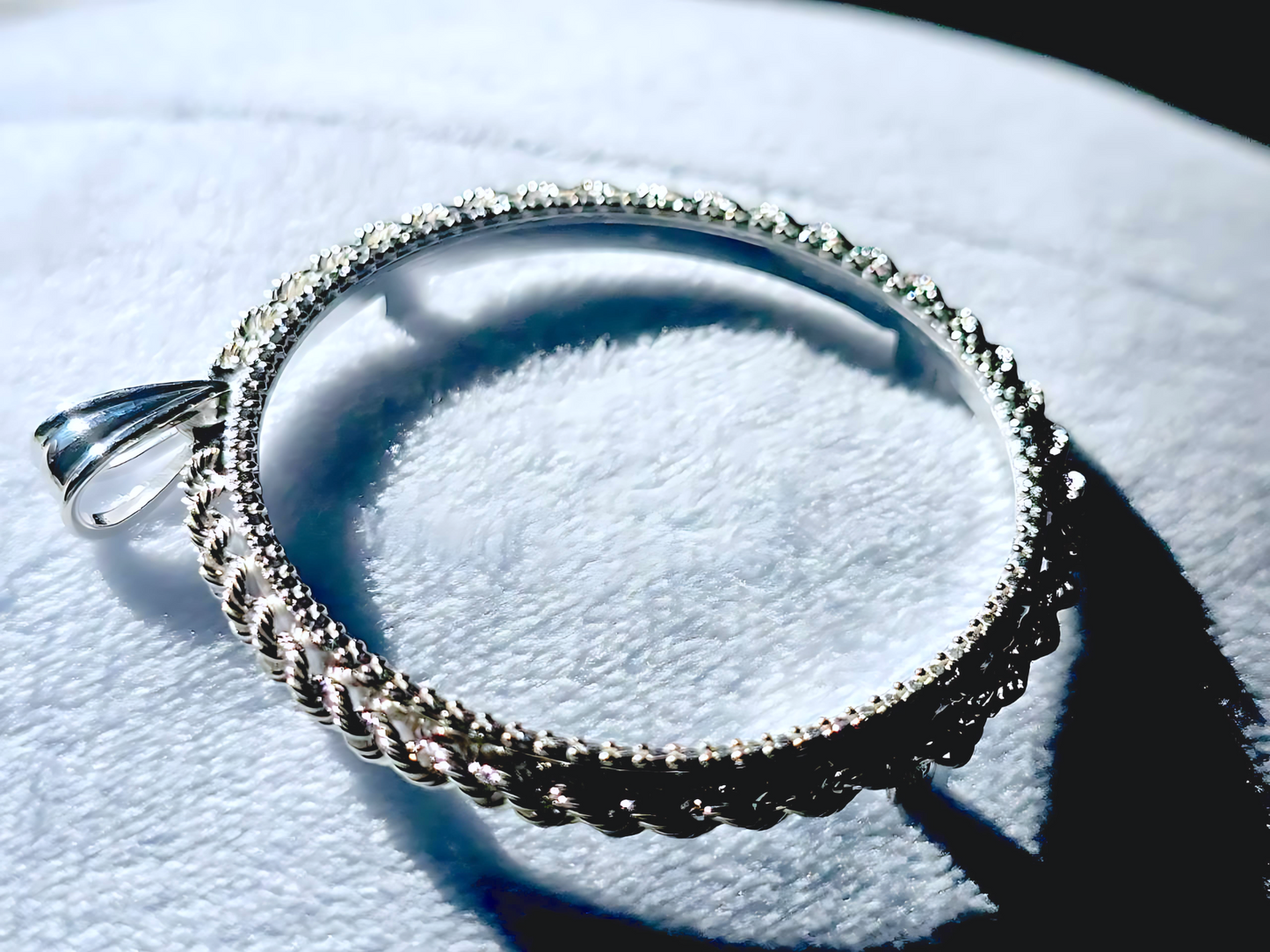 925 Sterling Silver Prong Back Illusion Rope Bezel for 39mm Coins Mexican Cien Pesos