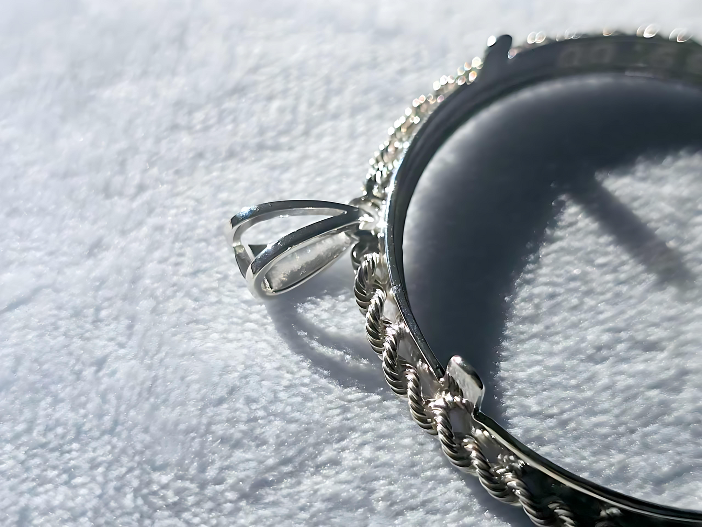 925 Sterling Silver Prong Back Illusion Rope Bezel for 39mm Coins Mexican Cien Pesos