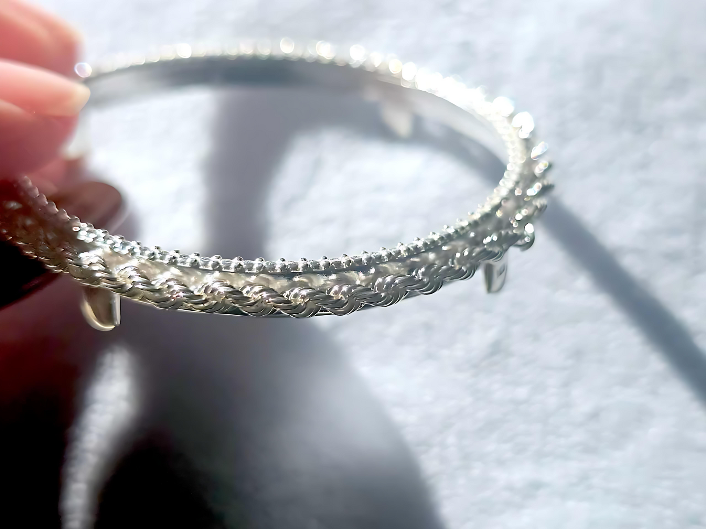 925 Sterling Silver Prong Back Illusion Rope Bezel for 39mm Coins Mexican Cien Pesos