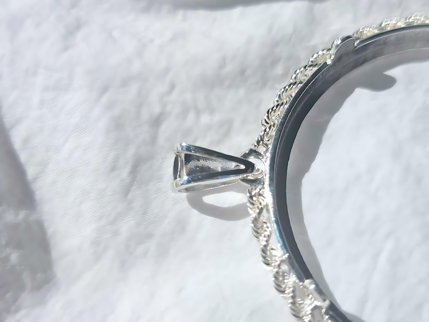 925 Sterling Silver Prong Back Illusion Rope Bezel for 41mm 1 oz Coins