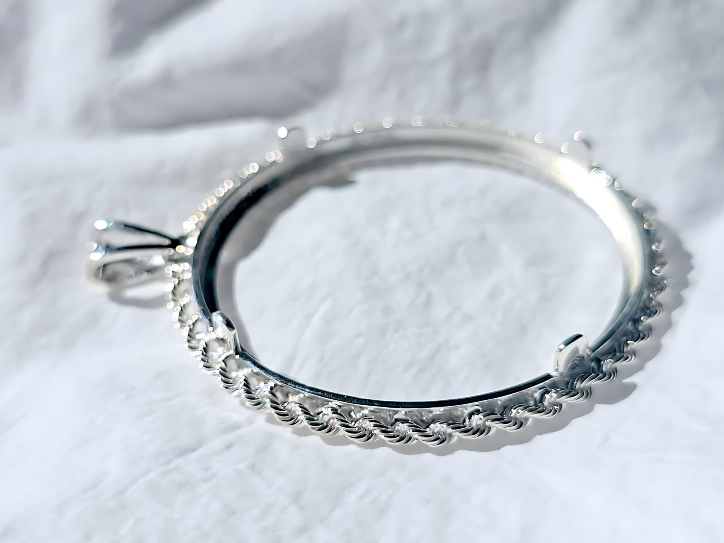 925 Sterling Silver Prong Back Illusion Rope Bezel for 41mm 1 oz Coins