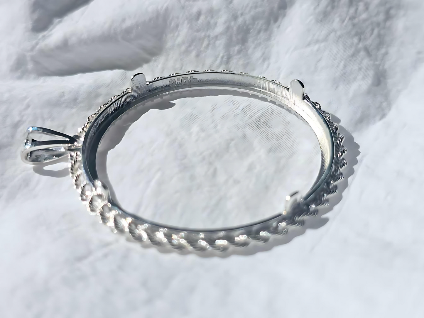 925 Sterling Silver Prong Back Illusion Rope Bezel for 41mm 1 oz Coins
