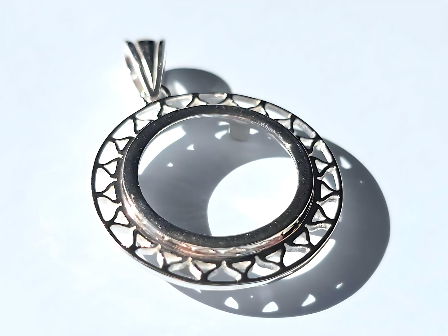 925 Sterling Silver Prong Back Filigree Edge Bezel for 18mm Dime 10 Cent Coins