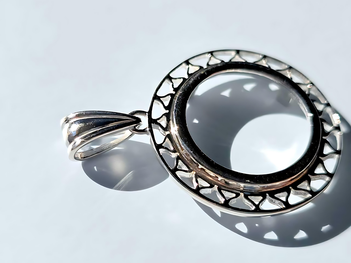 925 Sterling Silver Prong Back Filigree Edge Bezel for 18mm Dime 10 Cent Coins