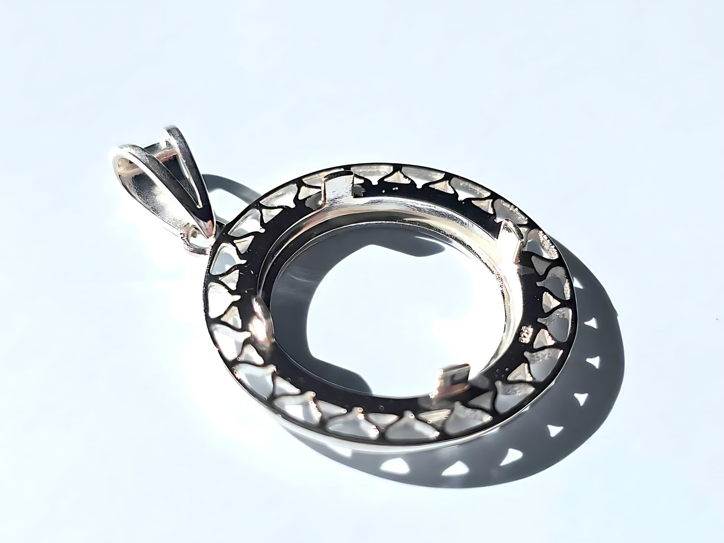 925 Sterling Silver Prong Back Filigree Edge Bezel for 18mm Dime 10 Cent Coins