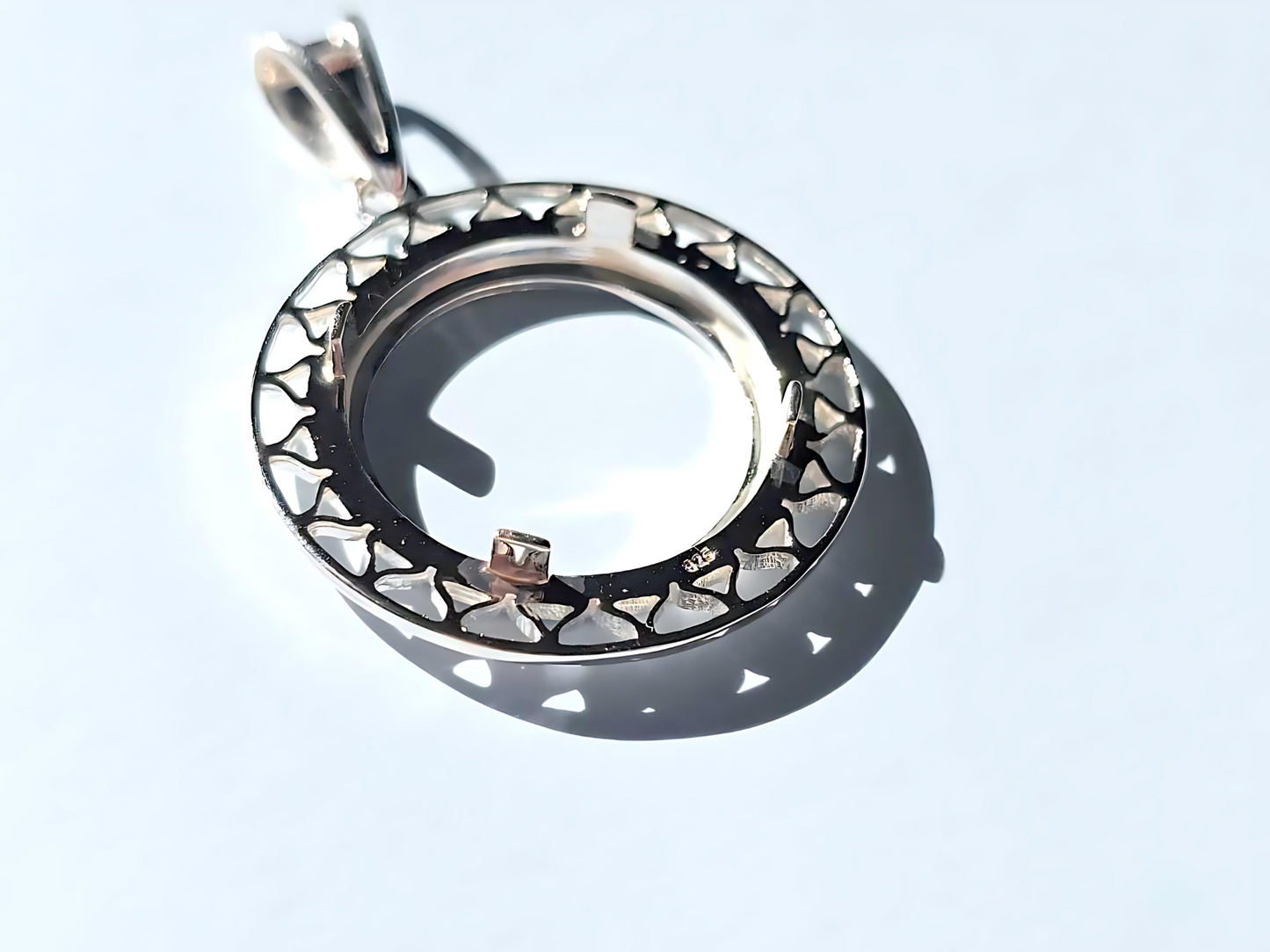 925 Sterling Silver Prong Back Filigree Edge Bezel for 18mm Dime 10 Cent Coins