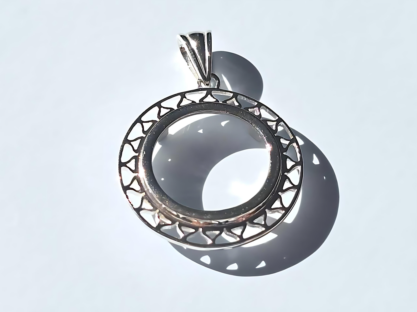 925 Sterling Silver Prong Back Filigree Edge Bezel for 18mm Dime 10 Cent Coins