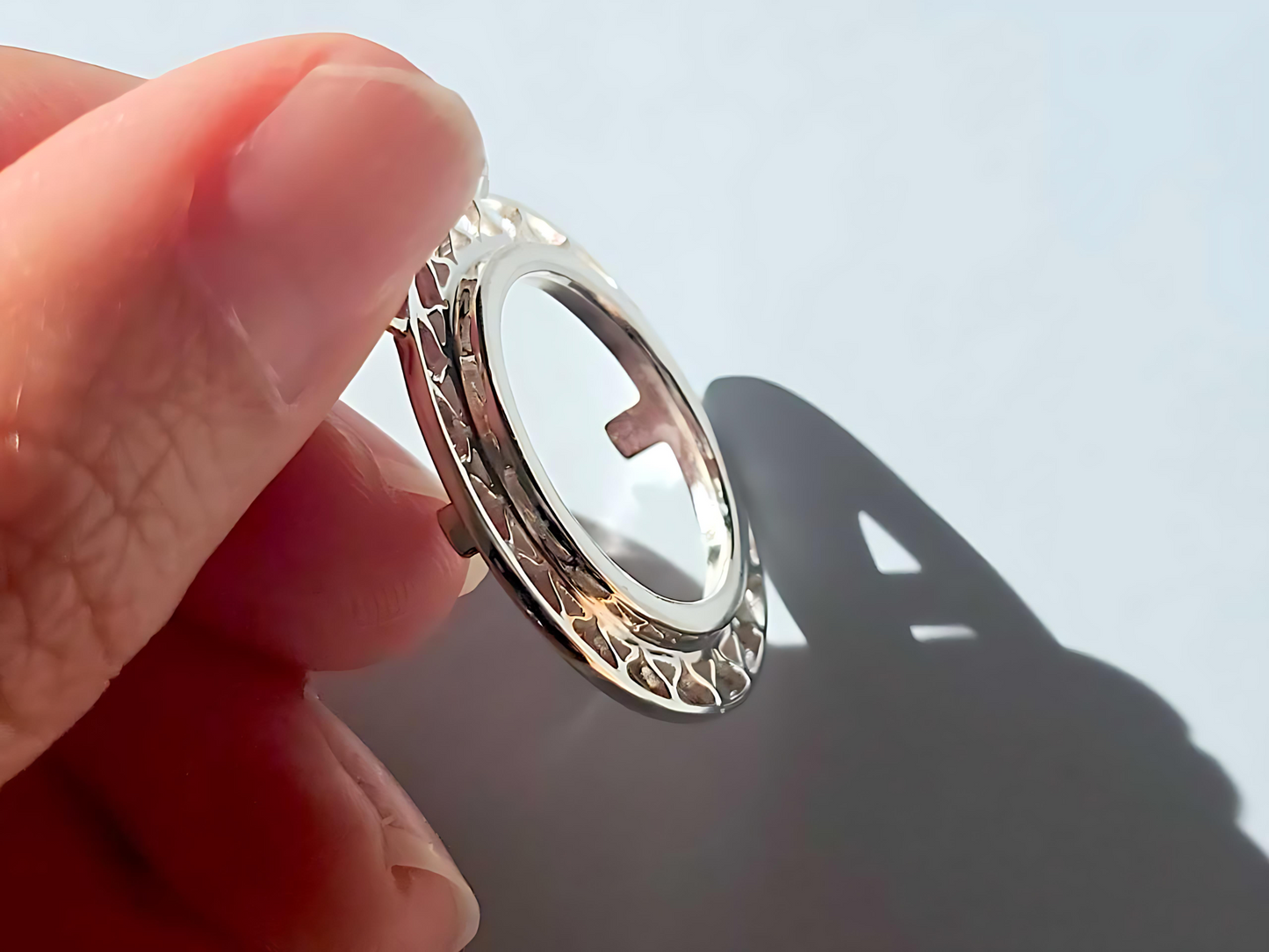 925 Sterling Silver Prong Back Filigree Edge Bezel for 18mm Dime 10 Cent Coins