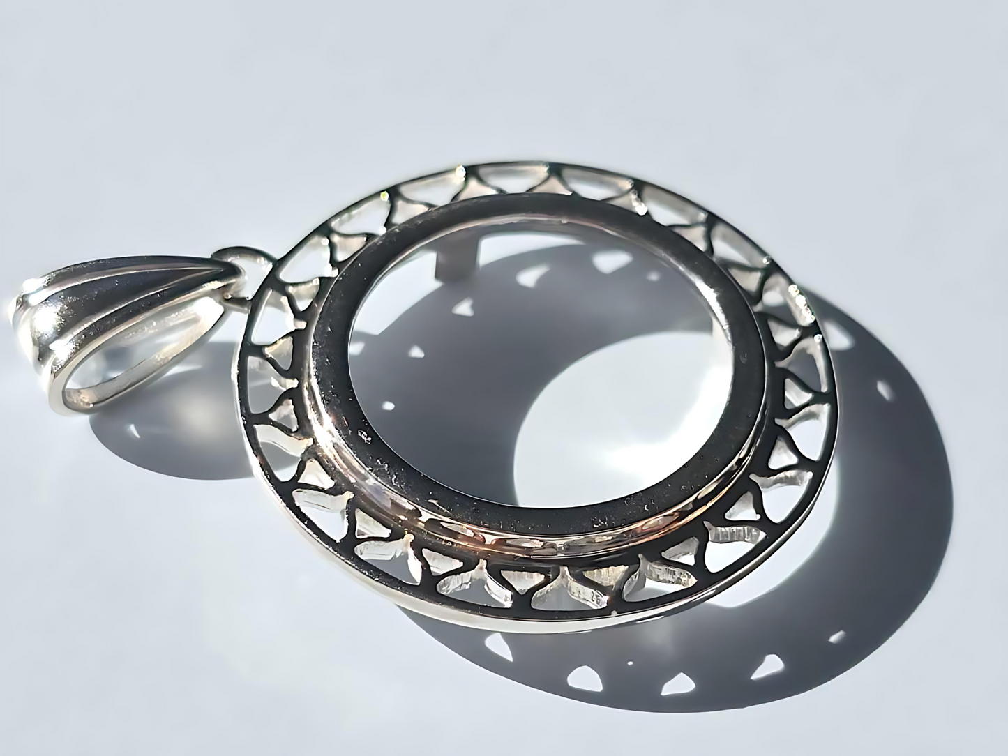 925 Sterling Silver Prong Back Filigree Edge Bezel for 18mm Dime 10 Cent Coins