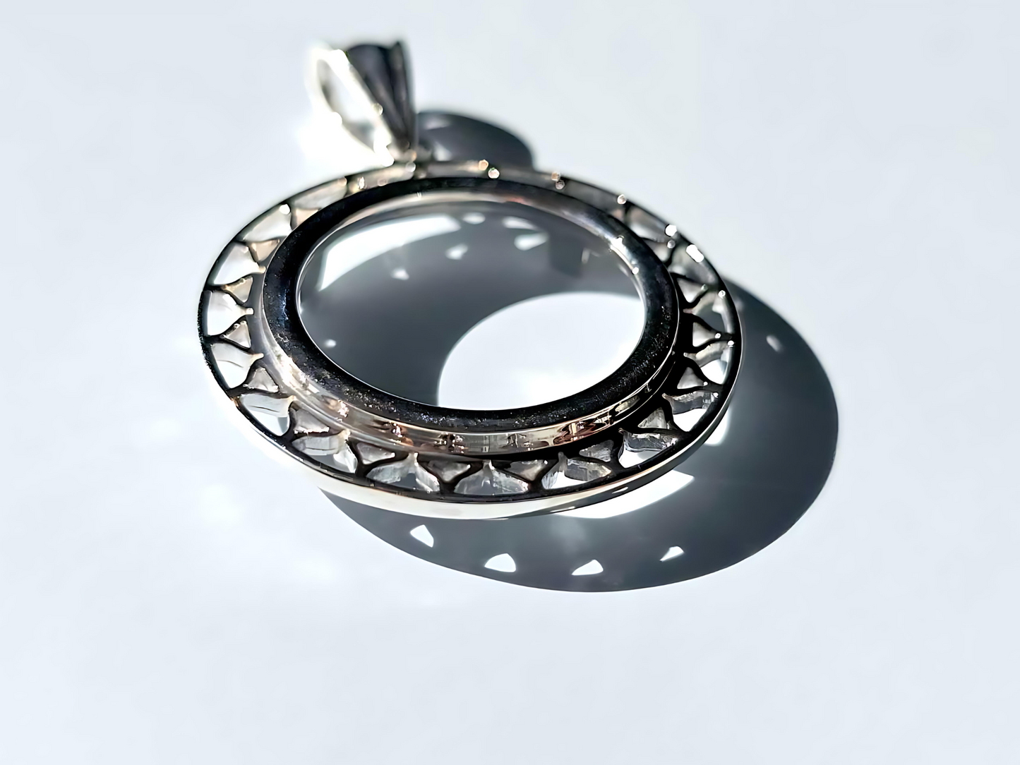 925 Sterling Silver Prong Back Filigree Edge Bezel for 19mm Penny 1 Cent Coins