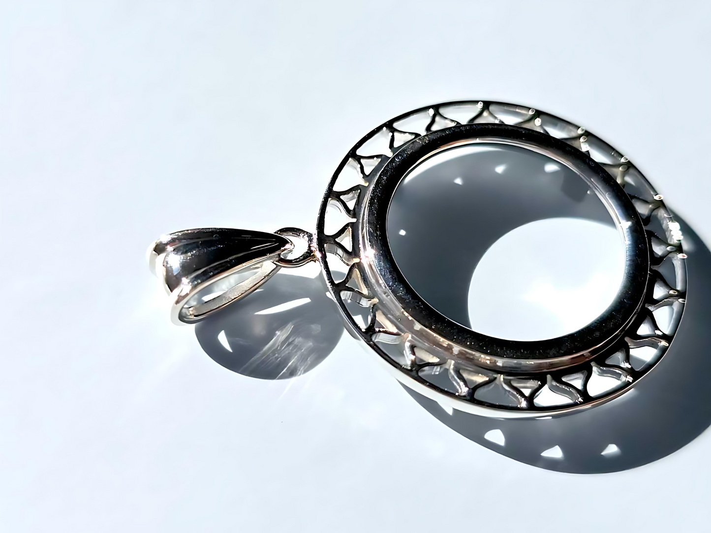 925 Sterling Silver Prong Back Filigree Edge Bezel for 19mm Penny 1 Cent Coins