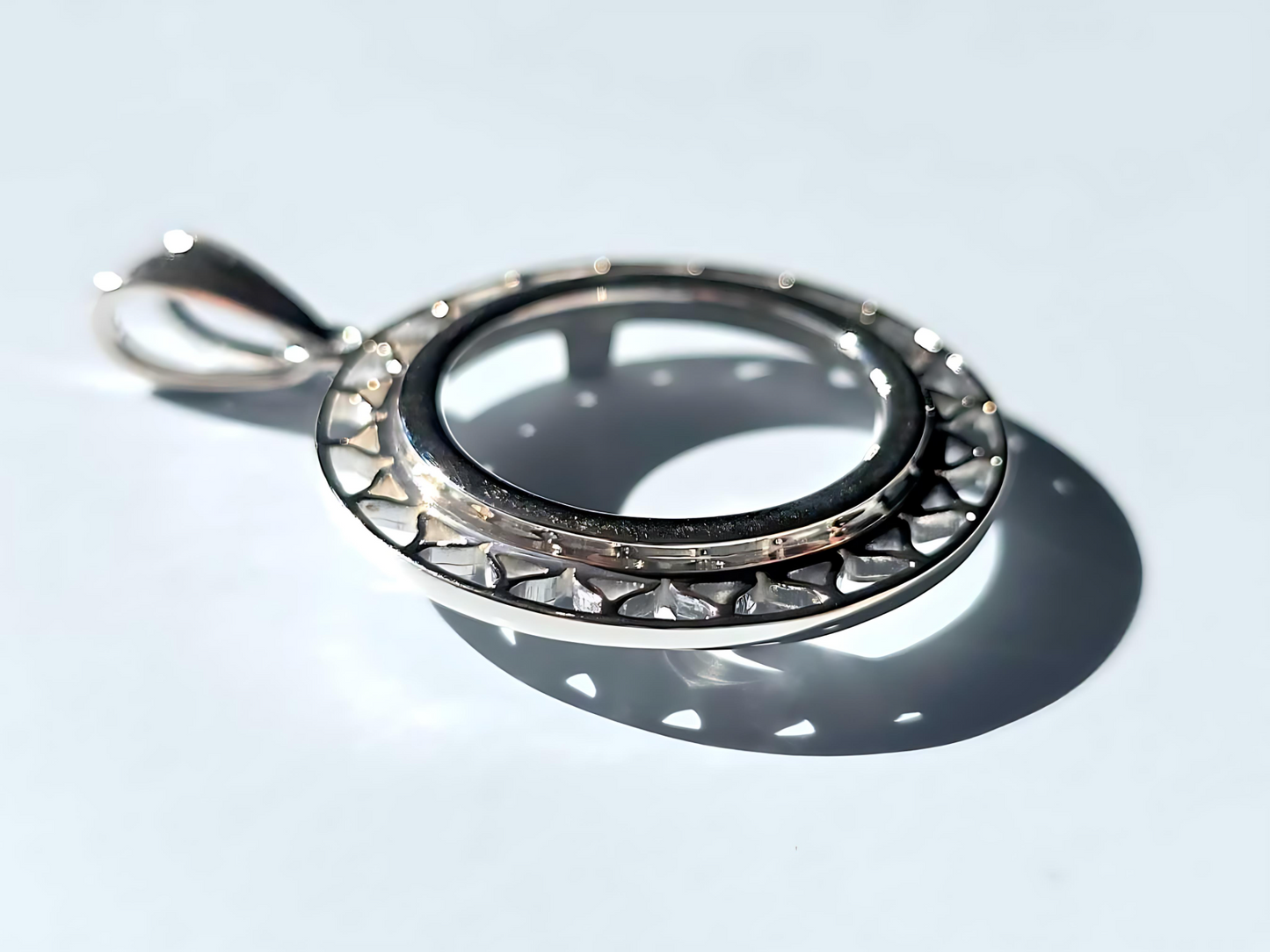925 Sterling Silver Prong Back Filigree Edge Bezel for 19mm Penny 1 Cent Coins