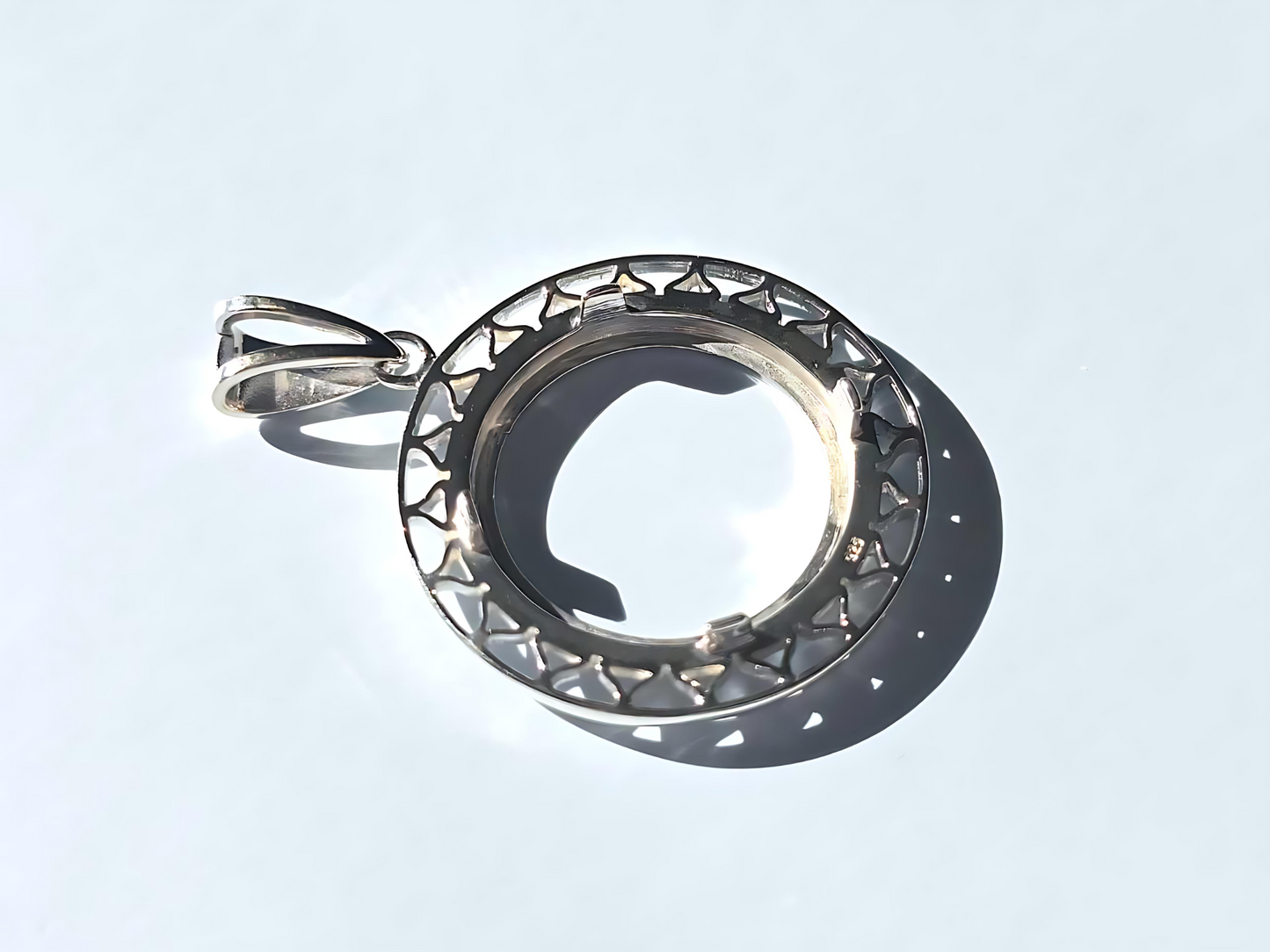 925 Sterling Silver Prong Back Filigree Edge Bezel for 19mm Penny 1 Cent Coins