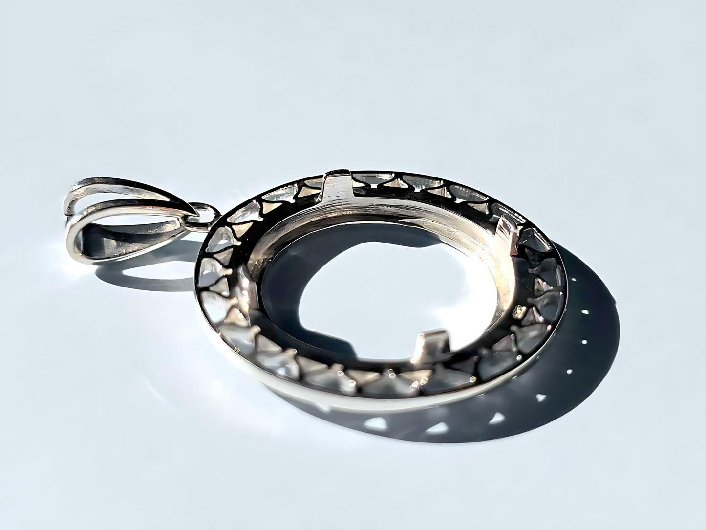 925 Sterling Silver Prong Back Filigree Edge Bezel for 19mm Penny 1 Cent Coins