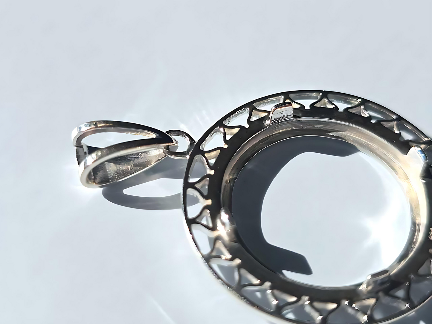 925 Sterling Silver Prong Back Filigree Edge Bezel for 19mm Penny 1 Cent Coins