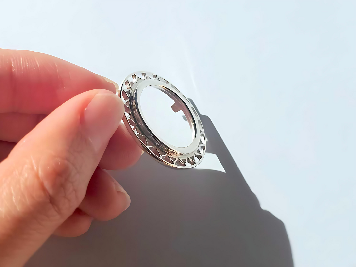 925 Sterling Silver Prong Back Filigree Edge Bezel for 19mm Penny 1 Cent Coins