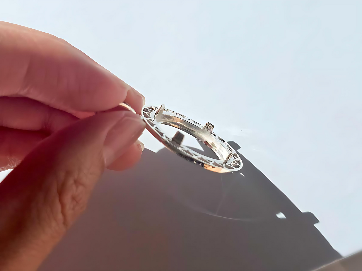 925 Sterling Silver Prong Back Filigree Edge Bezel for 19mm Penny 1 Cent Coins