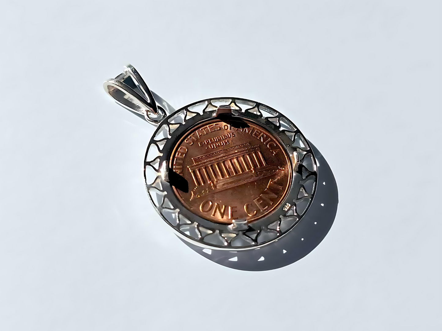 925 Sterling Silver Prong Back Filigree Edge Bezel for 19mm Penny 1 Cent Coins