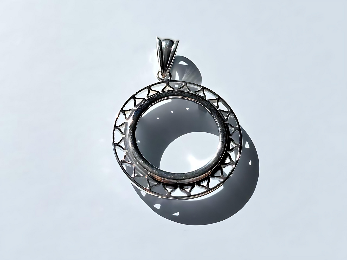 925 Sterling Silver Prong Back Filigree Edge Bezel for 19mm Penny 1 Cent Coins